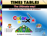 TIMES TABLES - "The Ultimate Way" factors 6 to 9 workbook cover page with colorful peacock.